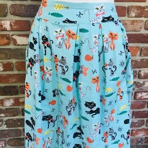 Lindy Bop Blue A Line Skirt “Cats” 22